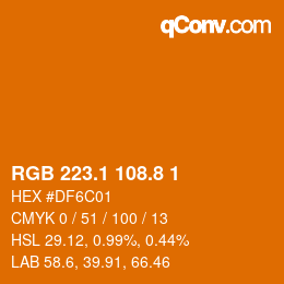 Código de color: RGB 223.1 108.8 1 | qconv.com