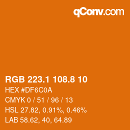 Color code: RGB 223.1 108.8 10 | qconv.com