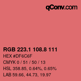 カラーコード: RGB 223.1 108.8 111 | qconv.com