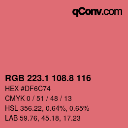カラーコード: RGB 223.1 108.8 116 | qconv.com