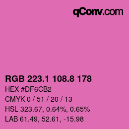 カラーコード: RGB 223.1 108.8 178 | qconv.com