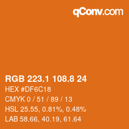 Código de color: RGB 223.1 108.8 24 | qconv.com
