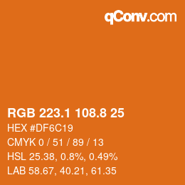 Color code: RGB 223.1 108.8 25 | qconv.com