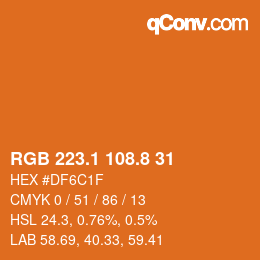 Color code: RGB 223.1 108.8 31 | qconv.com