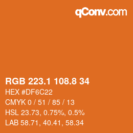 Code couleur: RGB 223.1 108.8 34 | qconv.com