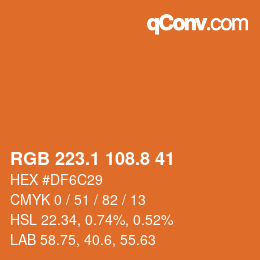 Color code: RGB 223.1 108.8 41 | qconv.com
