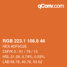 Farbcode: RGB 223.1 108.8 46 | qconv.com
