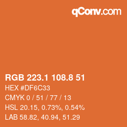 Color code: RGB 223.1 108.8 51 | qconv.com