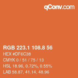 Color code: RGB 223.1 108.8 56 | qconv.com