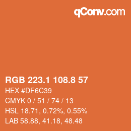 Color code: RGB 223.1 108.8 57 | qconv.com