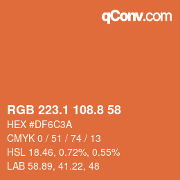 カラーコード: RGB 223.1 108.8 58 | qconv.com