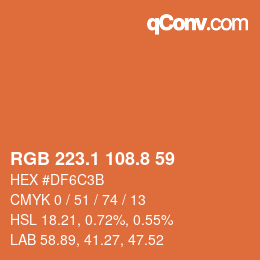 Color code: RGB 223.1 108.8 59 | qconv.com