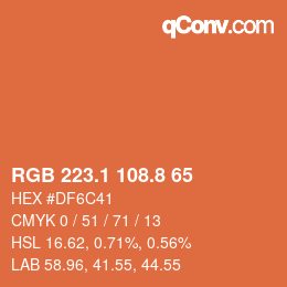 Farbcode: RGB 223.1 108.8 65 | qconv.com