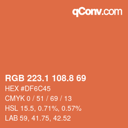 Color code: RGB 223.1 108.8 69 | qconv.com