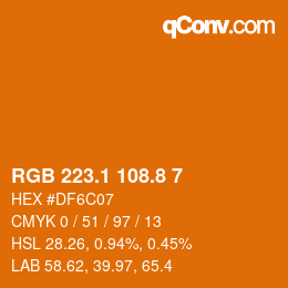 Color code: RGB 223.1 108.8 7 | qconv.com