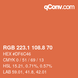Farbcode: RGB 223.1 108.8 70 | qconv.com