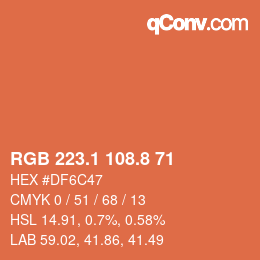Código de color: RGB 223.1 108.8 71 | qconv.com