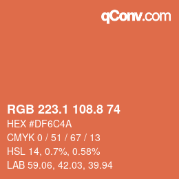Farbcode: RGB 223.1 108.8 74 | qconv.com