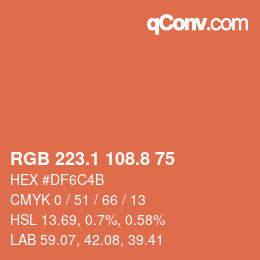 Farbcode: RGB 223.1 108.8 75 | qconv.com