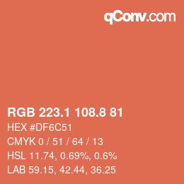 カラーコード: RGB 223.1 108.8 81 | qconv.com