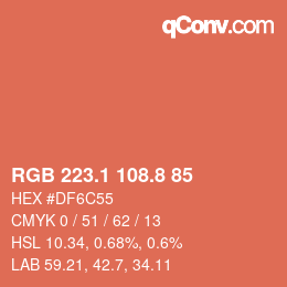 Color code: RGB 223.1 108.8 85 | qconv.com