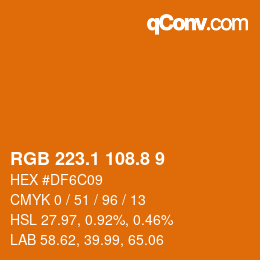 Color code: RGB 223.1 108.8 9 | qconv.com