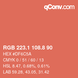 Color code: RGB 223.1 108.8 90 | qconv.com