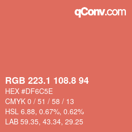 Color code: RGB 223.1 108.8 94 | qconv.com