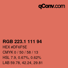 カラーコード: RGB 223.1 111 94 | qconv.com