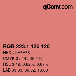 カラーコード: RGB 223.1 126 120 | qconv.com