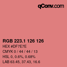 カラーコード: RGB 223.1 126 126 | qconv.com