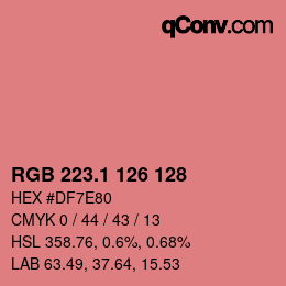 カラーコード: RGB 223.1 126 128 | qconv.com