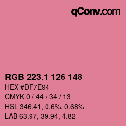 カラーコード: RGB 223.1 126 148 | qconv.com