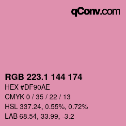 カラーコード: RGB 223.1 144 174 | qconv.com