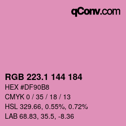 カラーコード: RGB 223.1 144 184 | qconv.com