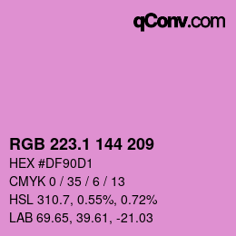 カラーコード: RGB 223.1 144 209 | qconv.com