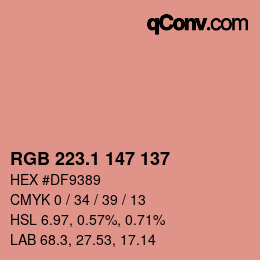 カラーコード: RGB 223.1 147 137 | qconv.com