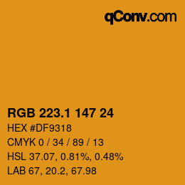 カラーコード: RGB 223.1 147 24 | qconv.com