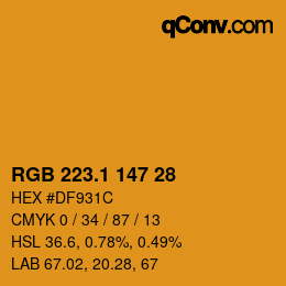 カラーコード: RGB 223.1 147 28 | qconv.com
