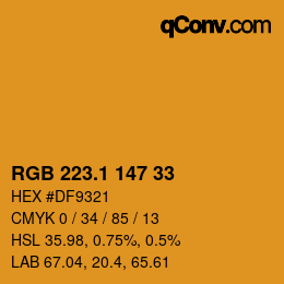 カラーコード: RGB 223.1 147 33 | qconv.com