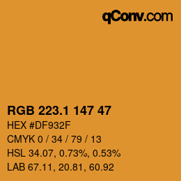 カラーコード: RGB 223.1 147 47 | qconv.com