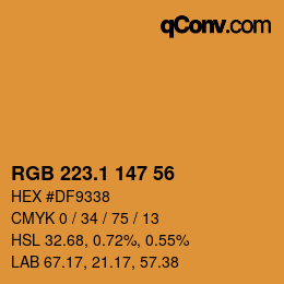 カラーコード: RGB 223.1 147 56 | qconv.com