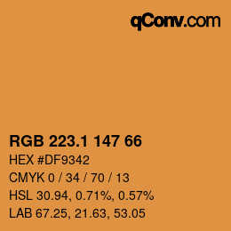 カラーコード: RGB 223.1 147 66 | qconv.com