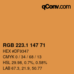 カラーコード: RGB 223.1 147 71 | qconv.com