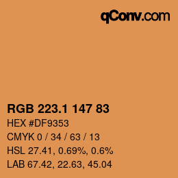 カラーコード: RGB 223.1 147 83 | qconv.com