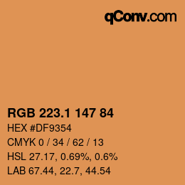 カラーコード: RGB 223.1 147 84 | qconv.com
