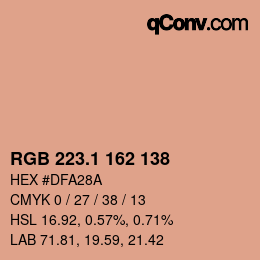 カラーコード: RGB 223.1 162 138 | qconv.com