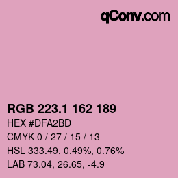 カラーコード: RGB 223.1 162 189 | qconv.com