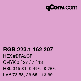 Color code: RGB 223.1 162 207 | qconv.com