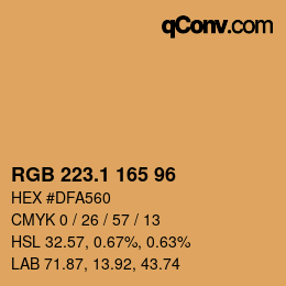カラーコード: RGB 223.1 165 96 | qconv.com